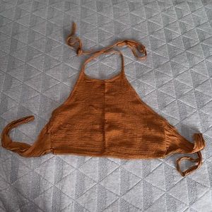 Brown The Hanger Halter Crop Top with Tie in Back